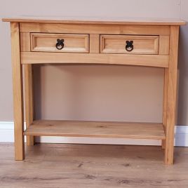 Corona Solid Pine Console Table 2 Drawer Hallway - Mexican Style 