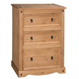 Pine Finish Chest of Drawers - COMPTON Medium Chest 3 Drawers