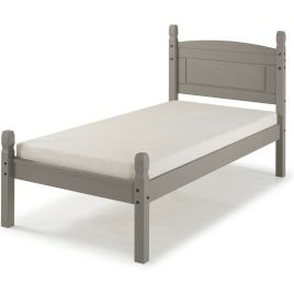Corona Solid Pine Low End Bed Frame Single 3FT - Grey Wax 
