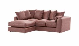 VOSTA Plush Velvet 4 Seater L Shaped - Right Hand Facing Corner Sofa - Pink