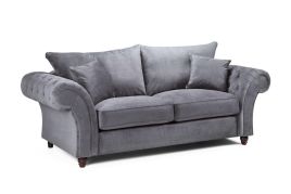 Raymond Fullback Round Buttoned Arms 3 Seater Sofa - Grey