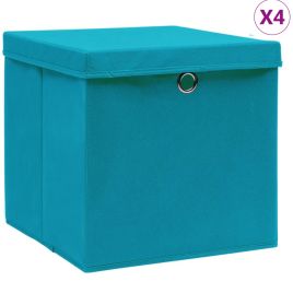 Storage Boxes with Covers 4 pcs 28x28x28 cm Baby Blue