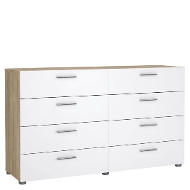 PEMBROKE High Gloss White Chest of Drawers - Extra Large-sized, 8 Drawers, Double