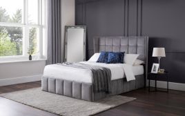 Gatsby Storage Ottoman Kingsize Bed - Light Grey