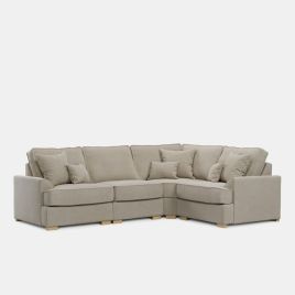 Corner Sofa - HERITAGE Fabric 3 Seater Left Hand Facing - Light Beige