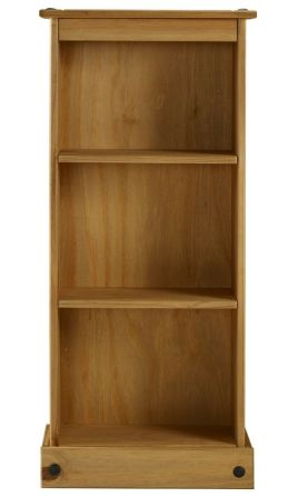 Corona Solid Pine Bookcase Low Narrow - Brown
