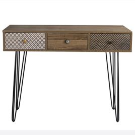 Casablanca Black Wired Legs Desk - Brown