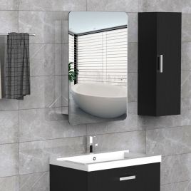 Curved Design Bathroom Sliding Mirror with Cabinet