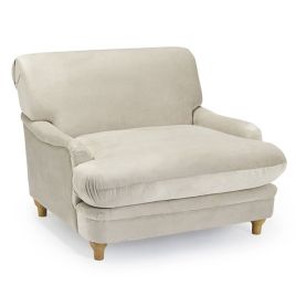 Plumpton Soft Velvet Wide Cushioned Armchair - Beige
