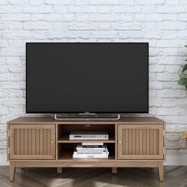 Bordeaux Wooden Framed Tv Table 2 Door and Open Shelf - Oak