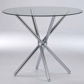 Casa Glass Round Dining Table - Chrome