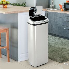 Compact and Slimline Stainless Steel Infrared Sensor Rubbish Bin - 50L