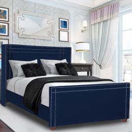 Cubica Plush Velvet Blue Beds - 5 Sizes