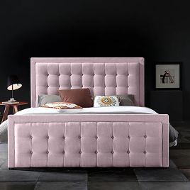 Swain Plush Velvet Fabric Bed, Pink Colour - 5 Sizes