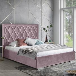 Beauty Plush Velvet Fabric Bed, Pink Colour - 5 Sizes