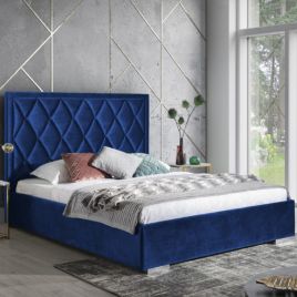 Beauty Plush Velvet Fabric Bed, Blue Colour - 5 Sizes