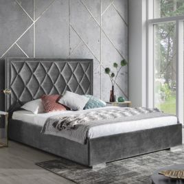 Beauty Plush Velvet Fabric Bed, Grey Colour - 5 Sizes