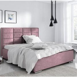 Bulia Plush Velvet Fabric Bed, Pink Colour - 5 Sizes
