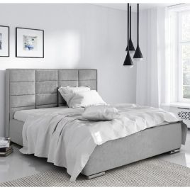 Bulia Plush Velvet Fabric Bed, Silver Colour - 5 Sizes