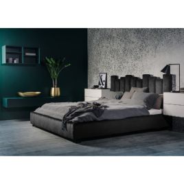 Glexton Plush Velvet Fabric Bed, Black Colour - 5 Sizes
