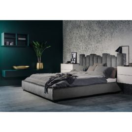 Glexton Plush Velvet Fabric Bed, Grey Colour - 5 Sizes
