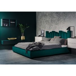 Glexton Plush Velvet Fabric Bed, Green Colour - 5 Sizes
