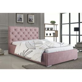 Hillary Plush Velvet Fabric Bed, Pink Colour - 5 Sizes