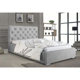 Hillary Plush Velvet Fabric Bed, Silver Colour - 5 Sizes