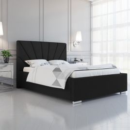 Khuduro Plush Velvet Fabric Bed, Black Colour - 5 Sizes