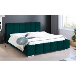 Lemela Plush Velvet Fabric Bed, Green Colour - 5 Sizes