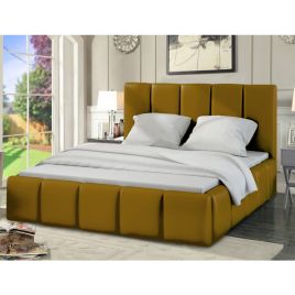 Lurita Plush Velvet Fabric Bed, Mustard Colour - 5 Sizes