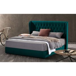 Mariappa Plush Velvet Fabric Bed, Green Colour - 5 Sizes