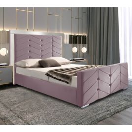 Marisa Plush Velvet Fabric Bed, Pink Colour - 5 Sizes