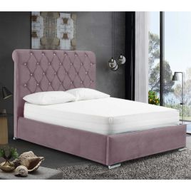 Meripa Plush Velvet Fabric Bed, Pink Colour - 5 Sizes