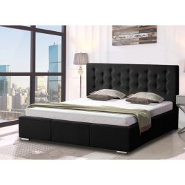 Pinia Plush Velvet Fabric Bed, Black Colour - 5 Sizes