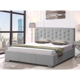 Pinia Plush Velvet Fabric Bed, Silver Colour - 5 Sizes