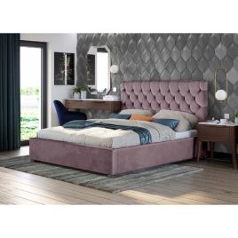 Rosiana Plush Velvet Fabric Bed, Pink Colour - 5 Sizes