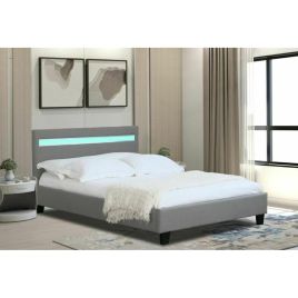 Modern Fabric Bed Frame With LED Option, Light Grey, Dark Grey - 3 Sizes