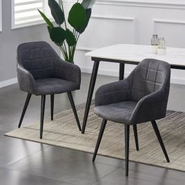 Faux Matte Suede Leather Dining Chairs, Set of 2 - 4 Colours
