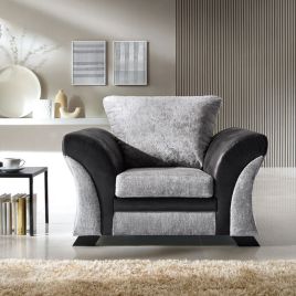 Faro Modern Style Crushed Chenille Fabric Armchair - Black