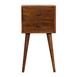 Solid Wooden Legs 2 Drawer Bedside - Chestnut