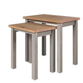 Simple Design Linea Wooden Nest of Tables Set of 2 - Grey