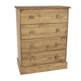 Pine Finish Chest of Drawers - CLARA Medium Chest 4 Drawers