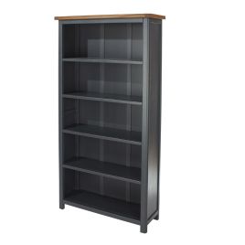Antique Oak Effect Tall Bookcase - Blue