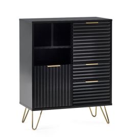 Golden Legs Murano 2 Doors Sideboard with 2 Drawers - Matte Black