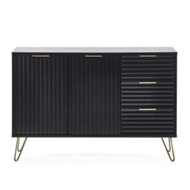Golden Legs Murano 3 Drawers Large Sideboard with 2 Doors - Matte Black