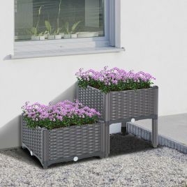 2PC Lightweight Herb Raised Flower Bed - 40x40x26CM