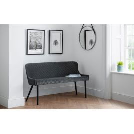 Luxe Classic Style High Back Velvet Bench - Grey