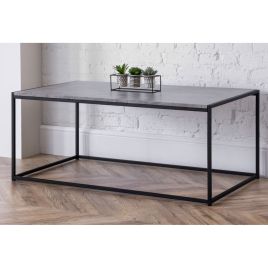 Staten Black Metal Frame Coffee Tables - Concrete