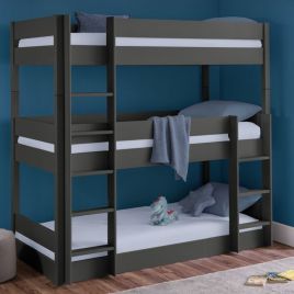 Trio Solid Pine Kids Bunk Bed - Anthracite